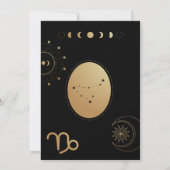 Invitation Baby shower Zodiac or et noir Capricorne (Dos)