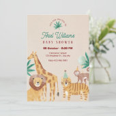 Invitation Baby shower zoo beige (Debout devant)