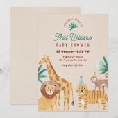 Invitation Baby shower zoo beige (Devant / Derrière)