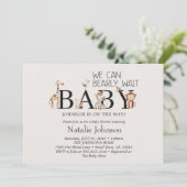Invitation Baby shower Zoo Nursery Animaux (Debout devant)