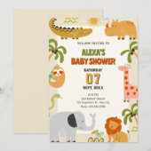 Invitation Baby shower zoologique d'animaux de la jungle (Devant / Derrière)