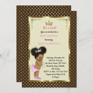 Invitation Baby ShowerGirl etnic, Princess Girl African, tend