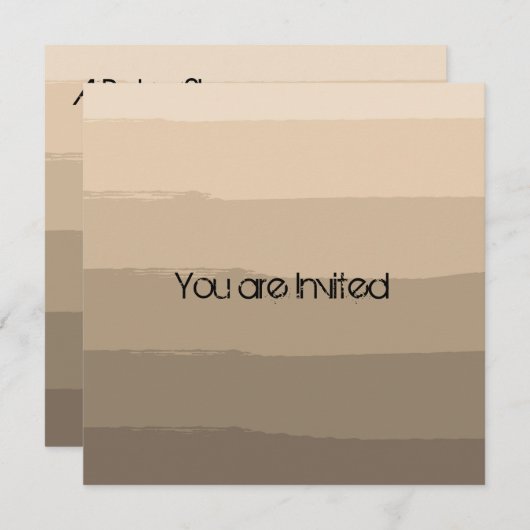 Invitation Baby showers de rayures peintes en crème Invitatio (Devant / Derrière)