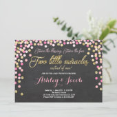 Invitation Baby showers jumeaux Filles Rose et or (Debout devant)