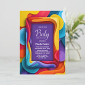 Invitation Baby-Showing Coloré (Debout devant)