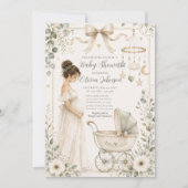 Invitation Baby-Showing Vert Neutre (Devant)