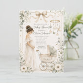 Invitation Baby-Showing Vert Neutre (Debout devant)