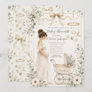 Invitation Baby-Showing Vert Neutre