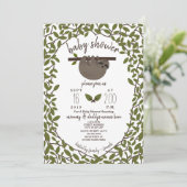 Invitation Baby Sloth Baby shower de verdure (Debout devant)