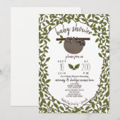 Invitation Baby Sloth Baby shower de verdure (Devant / Derrière)