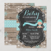 Invitation Baby son froid à l'extérieur du Baby shower Aqua (Devant / Derrière)