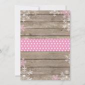 Invitation Baby son froid dehors Baby shower fille Fox rose (Dos)