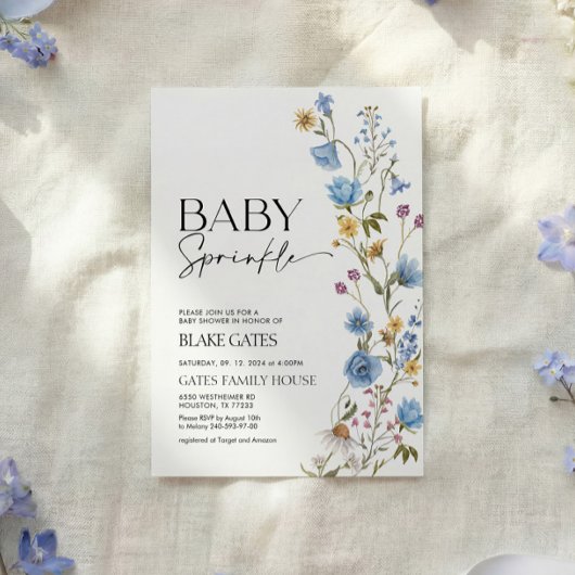 Invitation Baby Sprinkle Bébé Bleu