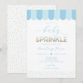 Invitation Baby Sprinkle Bébé Bleu Shower (Devant / Derrière)