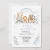 Invitation Baby Sprinkle Blue Safari (Devant)