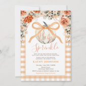 Invitation Baby Sprinkle Bow En vichy Baby shower Citrouille (Devant)