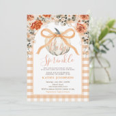 Invitation Baby Sprinkle Bow En vichy Baby shower Citrouille (Debout devant)