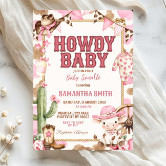 Invitation Baby Sprinkle Cowboy Rose Howdy Girl