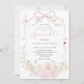 Invitation Baby Sprinkle Fille Ruban Rose (Devant)