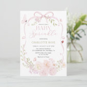 Invitation Baby Sprinkle Fille Ruban Rose (Debout devant)