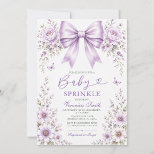 Invitation Baby Sprinkle Fleurs Sauvages Ruban Violet coquett