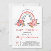 Invitation Baby Sprinkle Floral Blush rose arc-en-ciel élégan (Devant)