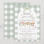 Invitation Baby Sprinkle Gingham Vert Sauge (Devant / Derrière)
