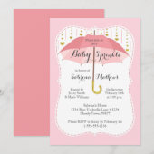 Invitation Baby Sprinkle Girl Douche rose Parapluie Invitatio (Devant / Derrière)