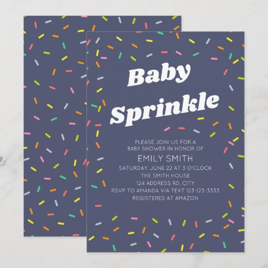 Invitation Baby Sprinkle (ou "Fête de mise en route" au Québe (Devant / Derrière)