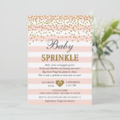 Invitation Baby Sprinkle Rose Pâle Rayure Or Confetti (Debout devant)