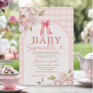 Invitation Baby Sprinkle Rose Vichy à Fleurs sur Arche Baby S