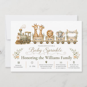 Invitation Baby Sprinkle Train Safari Deux Frères