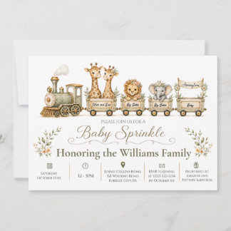 Invitation Baby Sprinkle Train Safari Deux Frères
