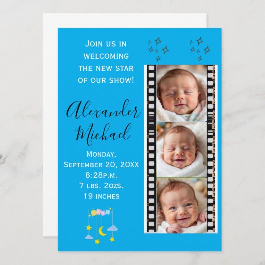 Invitation Baby Star Faire-part de naissance (Devant / Derrière)