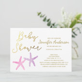 Invitation Baby Starfish Girl Baby shower (Debout devant)