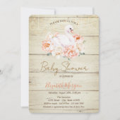 Invitation Baby Swan Flowers Baby shower de texture bois (Devant)