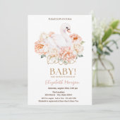 Invitation Baby Swan Hello Baby Baby shower (Debout devant)