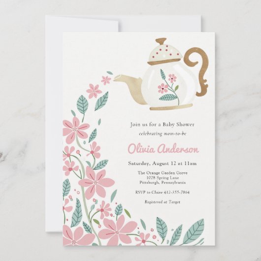 Invitation Baby Tea Party Douche (Devant)