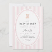 Invitation Baby Teddy bear Baby shower Invitation_Pink  (Devant)