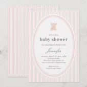 Invitation Baby Teddy bear Baby shower Invitation_Pink  (Devant / Derrière)