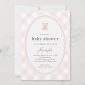 Invitation Baby Teddy bear Baby shower_Pink (Devant)