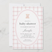 Invitation Baby Teddy bear Baby shower pink (Devant)
