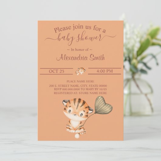 Invitation Baby Tiger | BABY SHOWER (Debout devant)