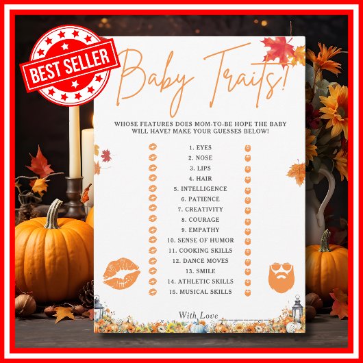 Invitation BABY TRAITS JEU Baby shower facile Citrouille de j