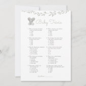 Invitation Baby Trivia Elephant Baby shower Jeu (Devant)