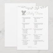 Invitation Baby Trivia Elephant Baby shower Jeu (Devant / Derrière)