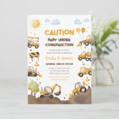 Invitation Baby Under Construction Trucks Baby Couples Shower (Debout devant)