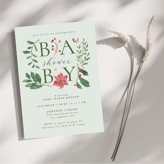 Invitation Baby Winter Blooms Classy Botanical Baby Shower