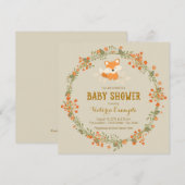 Invitation Baby Woodland Fox Baby shower (Devant / Derrière)