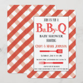 Invitation BabyQ Baby shower Barbecue Douche Couple pour bébé (Devant / Derrière)